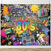 80s Backdrop for Parties Hip Hop Rock Music Disco Birthday Party Photo Backdrops Retro Graffiti Brick Wall Background Photoshoot Photo Booth Back to The 80'S Themed Party Banner Decoration 8x6ft