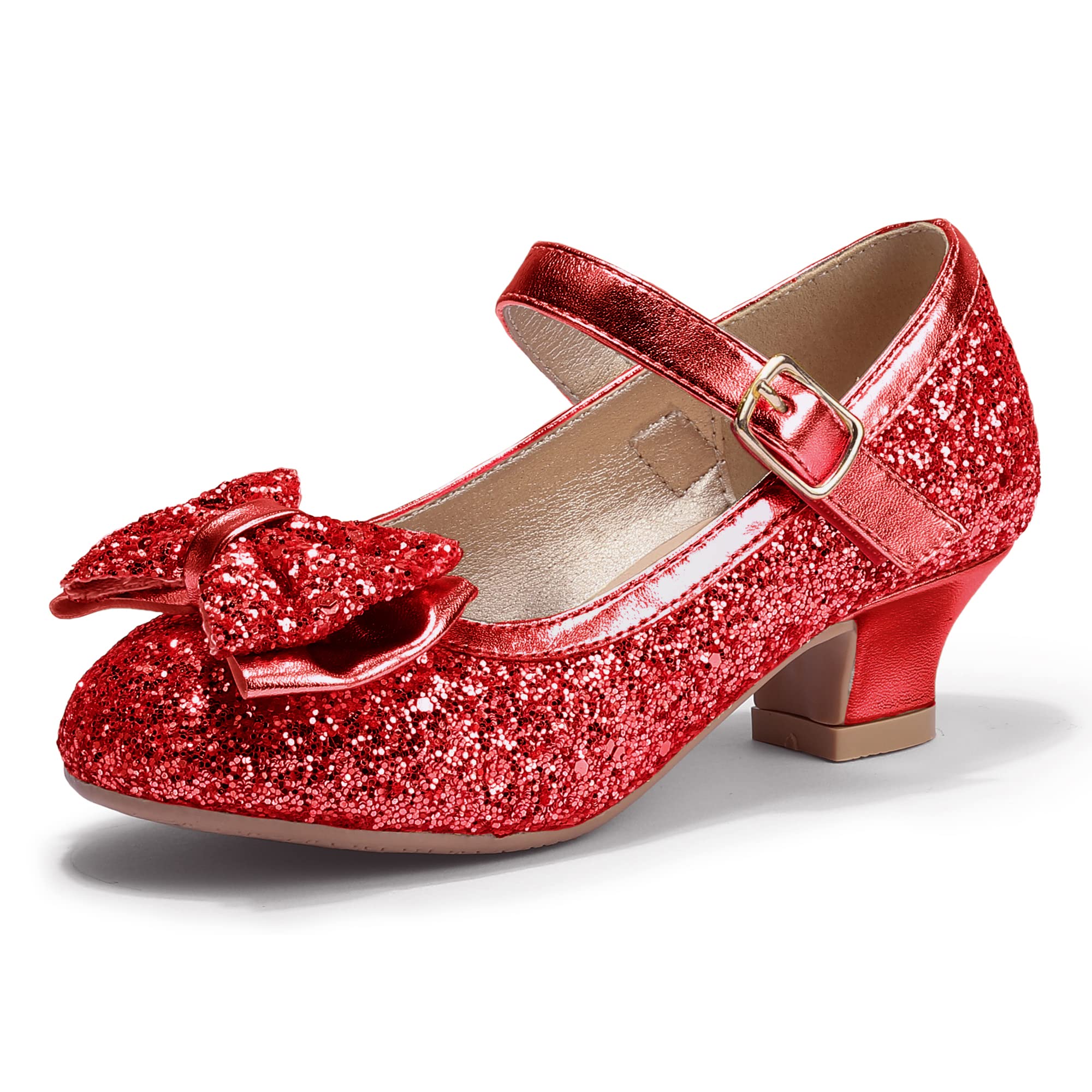 PANDANINJIA Girls Dress Shoes Toddler Heels Ruby Bow Mary Jane Low Heels Flower Girl Party Pumps Wedding Princess Shoes for Toddler/Little Kid/Big Kid (Red Sequin, 12 M US Little Kid) Image PANDANINJIA Girls Dress Shoes Toddler Heels Ruby Bow Mary Jane Low Heels Flower Girl Party Pumps Wedding Princess Shoes for Toddler/Little Kid/Big Kid (Red Sequin, 12 M US Little Kid) Image