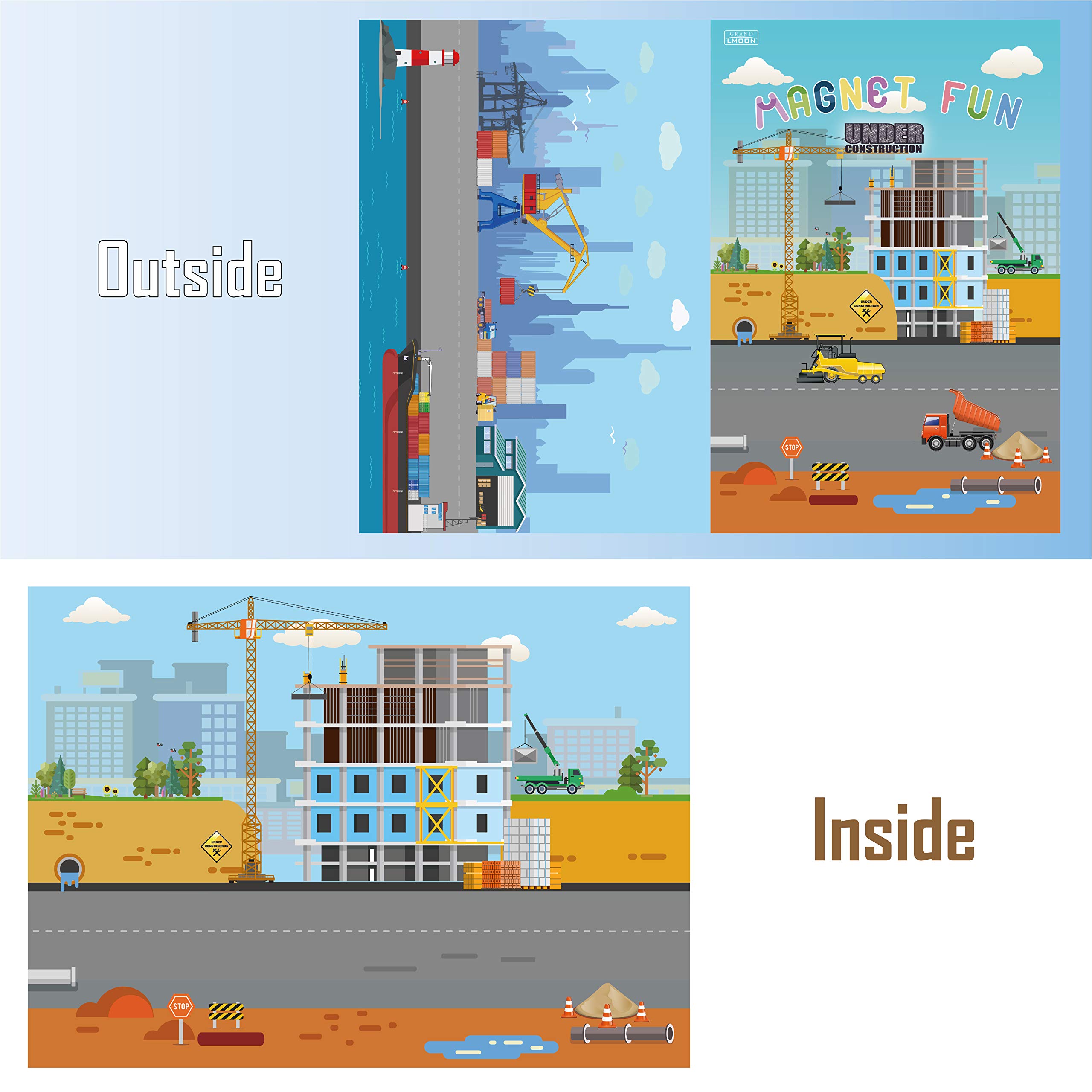 Magnetic Portable Playboard Construction Site Engineering Vehicles (44 Pcs)