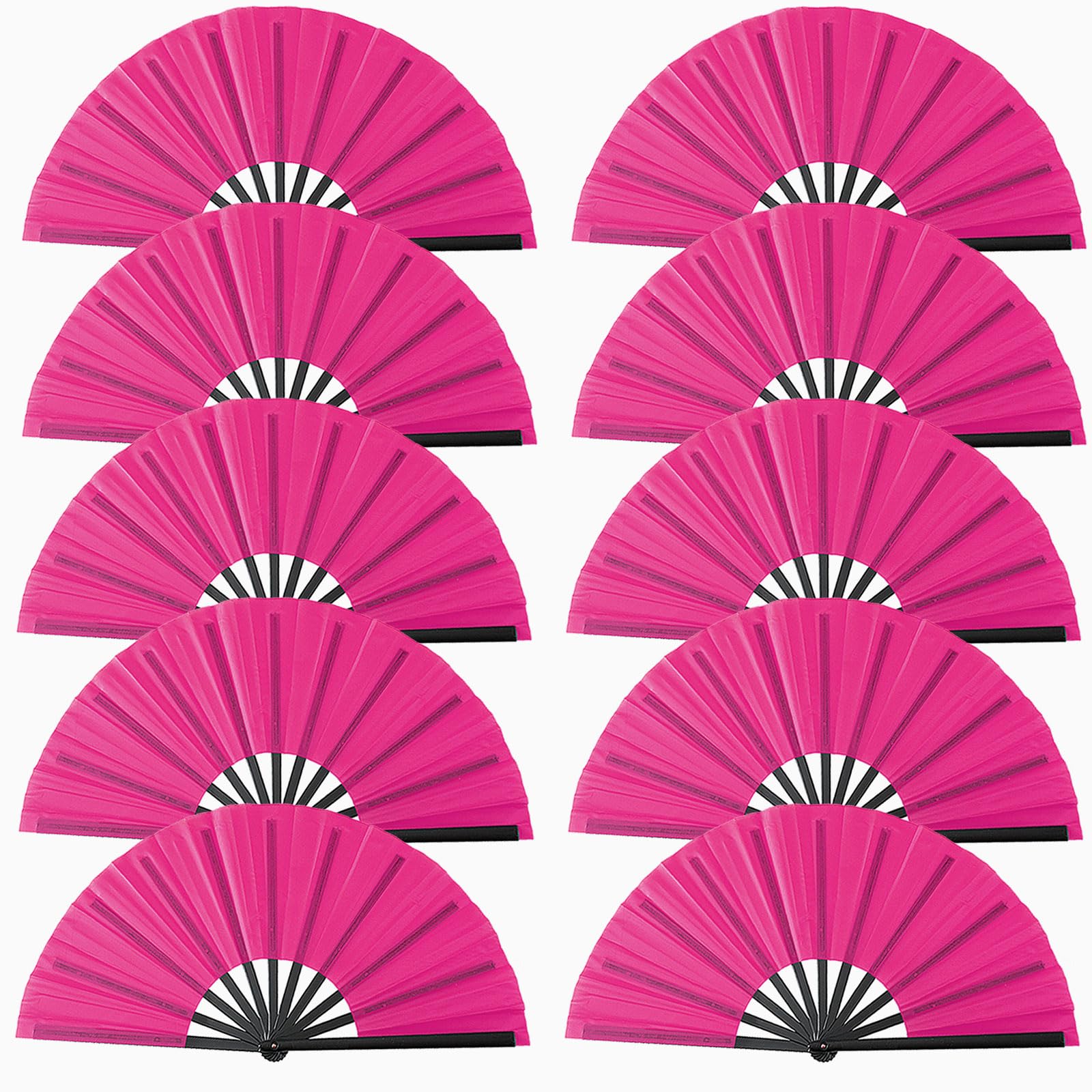 Photo 1 of 10 Pcs Boots on The Ground Hand Fan Bulk, Folding Popping Clacking Fans for Line Dancing (Rose Red)