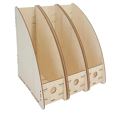 myORGA no.3 Stehsammler - Stehordner A4 aus Holz 3er Set - ordnen sortieren und archivieren von Zeitschriften Katalogen und D