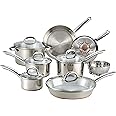 T-fal C836SD Ultimate Stainless Steel Copper Bottom 13 PC Cookware Set, Piece, Silver