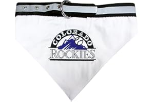 Pets First MLB Bandana - Colorado Rockies Dog Bandana with Reflective & Adjustable Dog Collar, Large