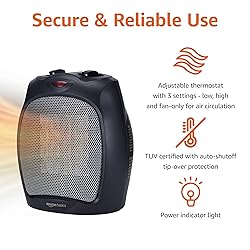Amazon Basics Ceramic Space Heater, Portable Indoor