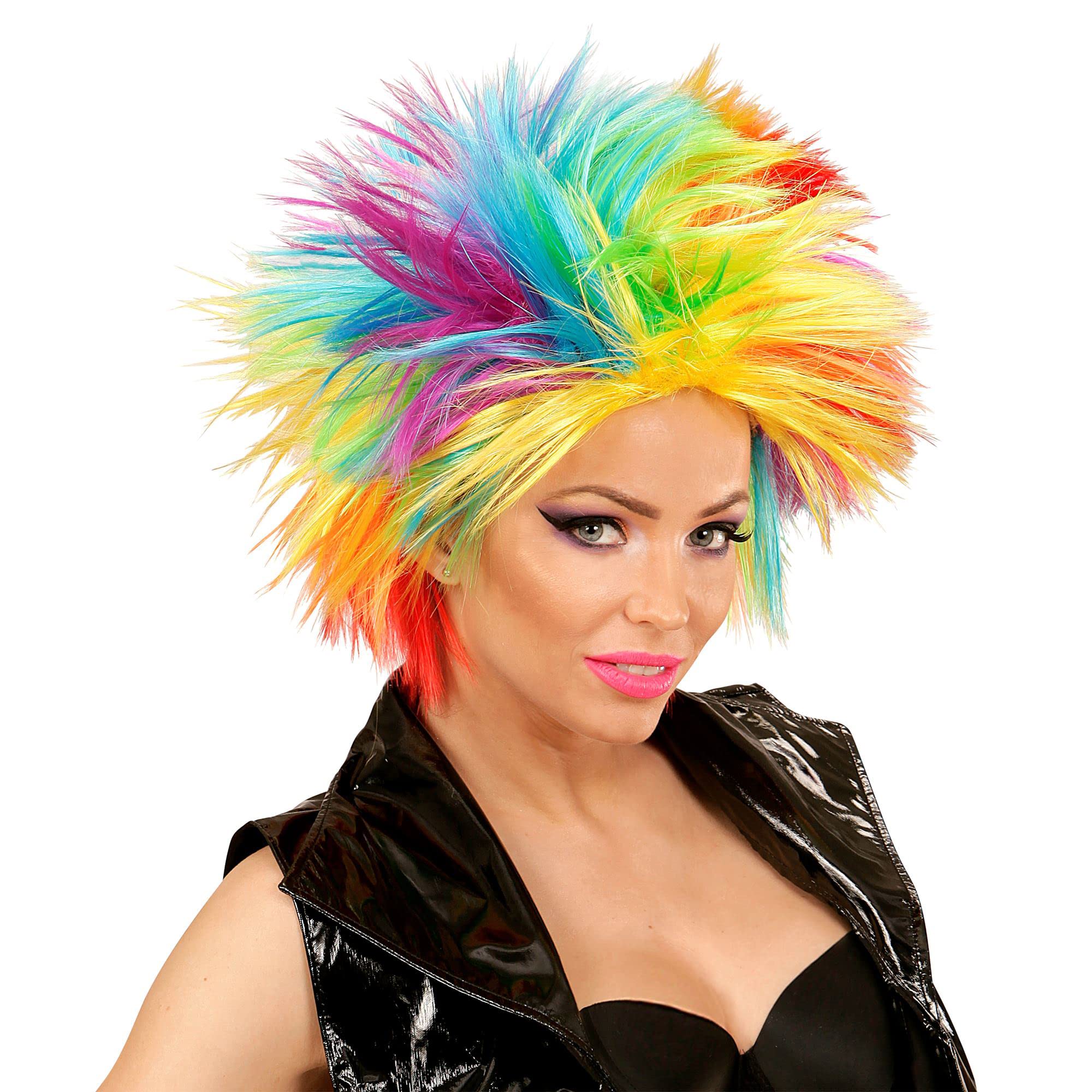 Widmann Rainbow Punk Wig - Adult Fancy Dress Accessory