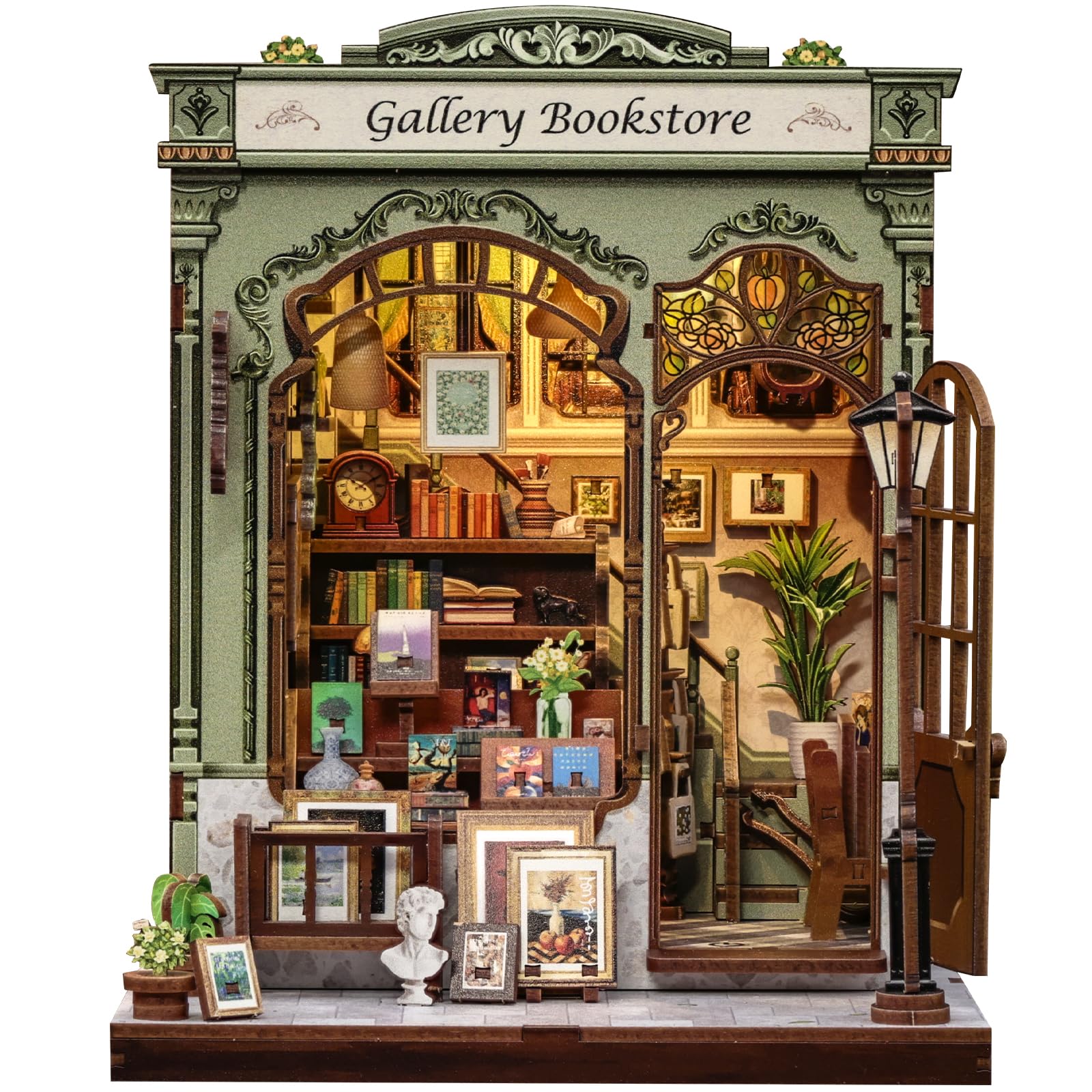 Cutefun Book Nook Kit - DIY Miniature House Kit for Adults Booknook 3D Puzzle Bookshelf Diorama Decoration Craft Gift for Women Book Lovers (Gellery Bookstore)