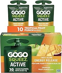 GoGo squeeZ Active Fruit Blend Energy Release | 10-Count Pack | Tropical Fruit Punch | Made with Real Fruit and B Vitamins