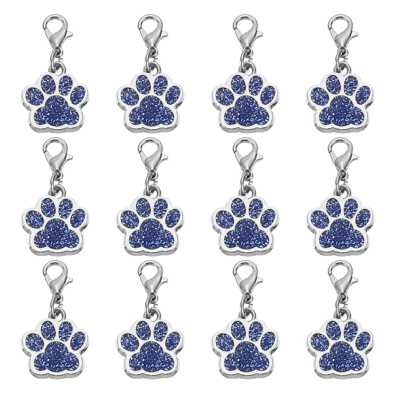 PATIKIL Dog Paw Crochet Stitch Markers, 12 Pack Metal Pendants Charm Knitting Markers Stitch Marker for Sewing Crocheting Jewelry Making, Blue