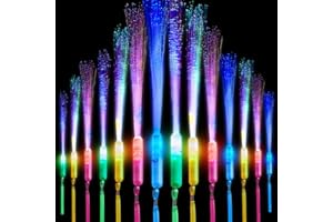 Lewtemi 60 Pack Fiber Optic Wand Glow Wand LED Light Up Wand Bulk with 3 Flashing Models Flashing Sticks with Included Batteries for Birthday Party Favor Wedding Halloween Christmas (Novel Colors)