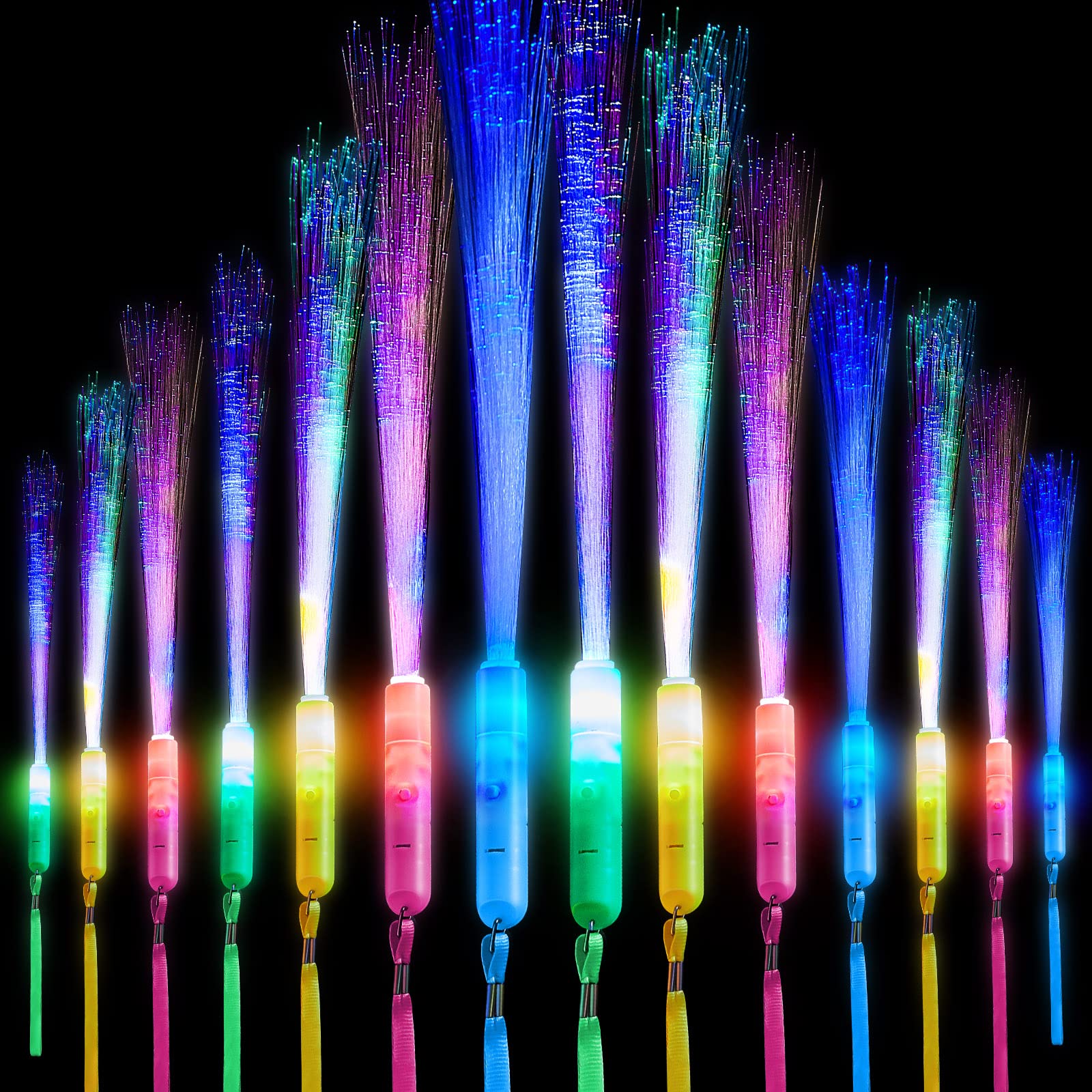 Photo 1 of Lewtemi 60 Pack Fiber Optic Wand Glow Wand LED Light Up Wand Bulk with 3 Flashing Models Flashing Sticks with Included Batteries for Birthday Party Favor Wedding Halloween Christmas (Novel Colors)