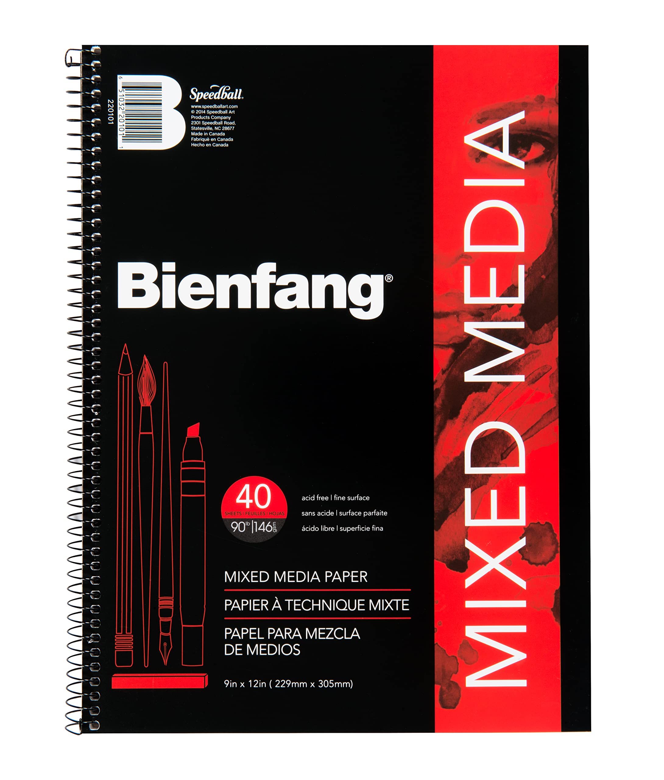 Speedball Art Products Bienfang Mixed Media Paper Pad 9-inch x 12-inch, 40 Sheets