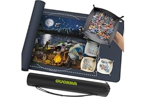 QUOKKA Puzzle Mat Roll Up for Jigsaw Puzzles 1500 pcs | 47” x 24” Portable Grey Carbon Non-Slip Rubber Bottom with 3 mm Polye