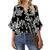 GKBK Womens 3/4 Sleeve Tops Dressy Casual Business Work Blouses Office Shirts