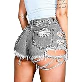Susupeng Women Summer Irregular Waist Jean Shorts with Pockets Frayed Ripped Holes Cute Sexy Hot Mini Denim Shorts