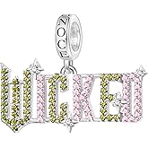 GNOCE Wicked Official Logo Letter Pendant Dangle Charm Bracelet for Women, S925 Sterling Silver Dangle Charms for Women Wife, Valentine‘s Day, Mother’s Day Jewelry