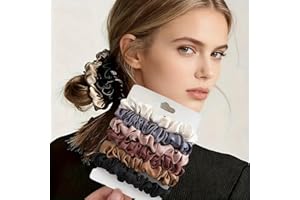 6 Pack Satin Scrunchies, Silk Hair Ties for Women, Gentle Elastic Hair Bands Medium Size 5cm, Ponytail Holders for Thick Thin