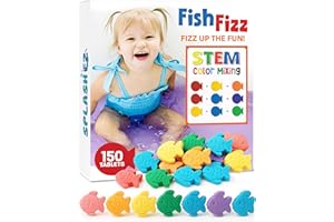 SplashEZ STEM Bath Color Tablets for Kids 150 Count - Fizzy Bath Bombs for Kids and Toddlers, Non Toxic, Fragrance Free, No T