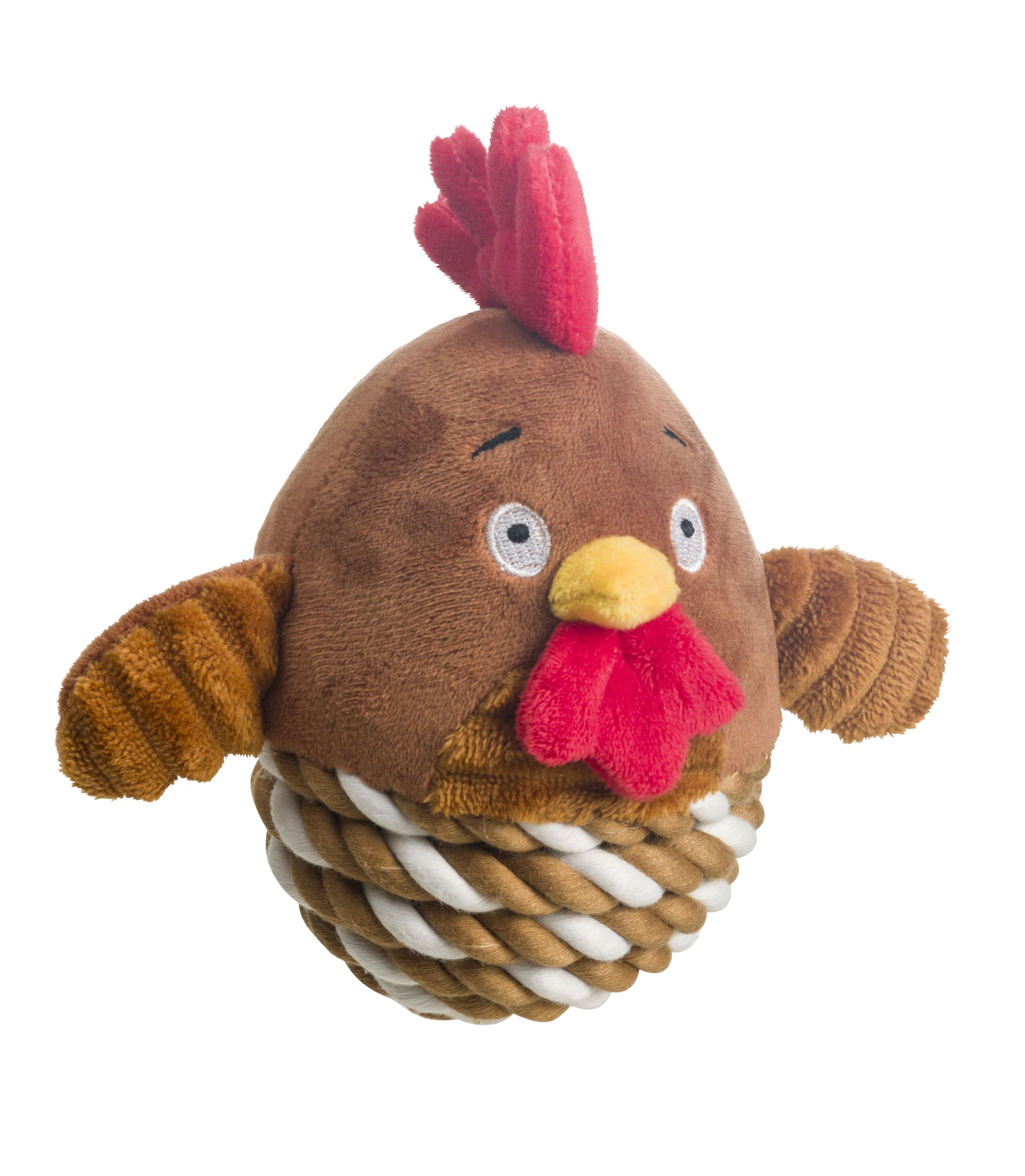 House of Paws Chicken Rope Ball Dog Toy - Plush and Rope with Squeaker