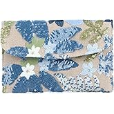 Oweisong Beaded Clutch Purse for Women Embroidered Evening Handbag Formal | Sequin Bead, Floral Print, Dress Purse, For Summer Spring, Long Chain