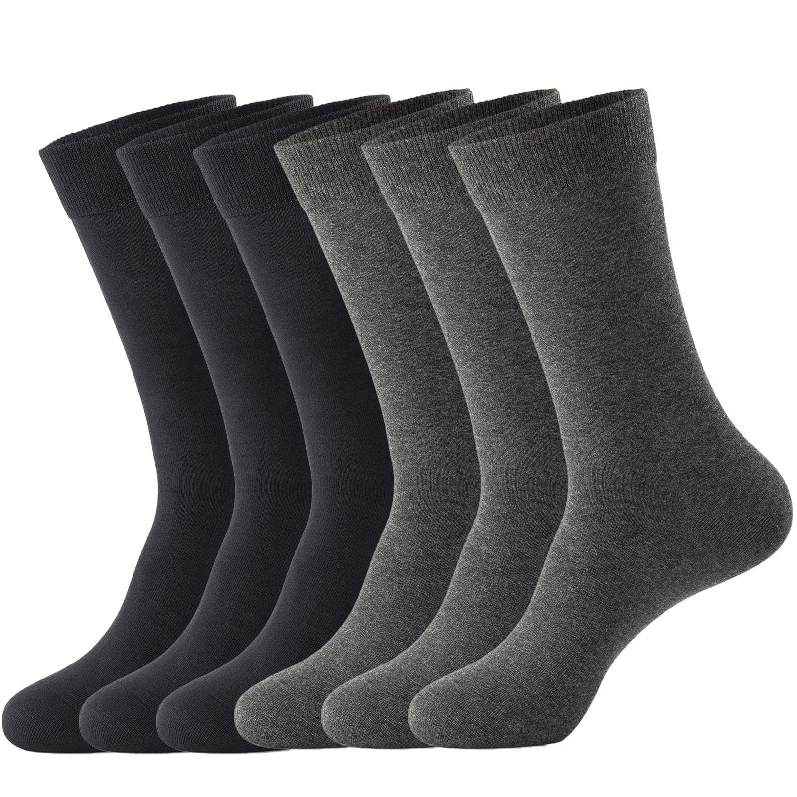Photo 1 of J-BOX Men's Cotton Crew Socks-Wicking Black Dress Socks, Anti-Odor&Breathable for Business/Casual, Size 6-15 (US, Numeric, 13, 15, Regular, Regular, 6-Black3+Dark gray3)