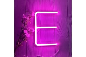ENUOLI LED Pink Neon Letter Signs Night Light Battery or USB Operated LED Marquee Letters Neon Art Decorative Lights Wall Decor for Children Baby Room Christmas Wedding Party Decoration (E)