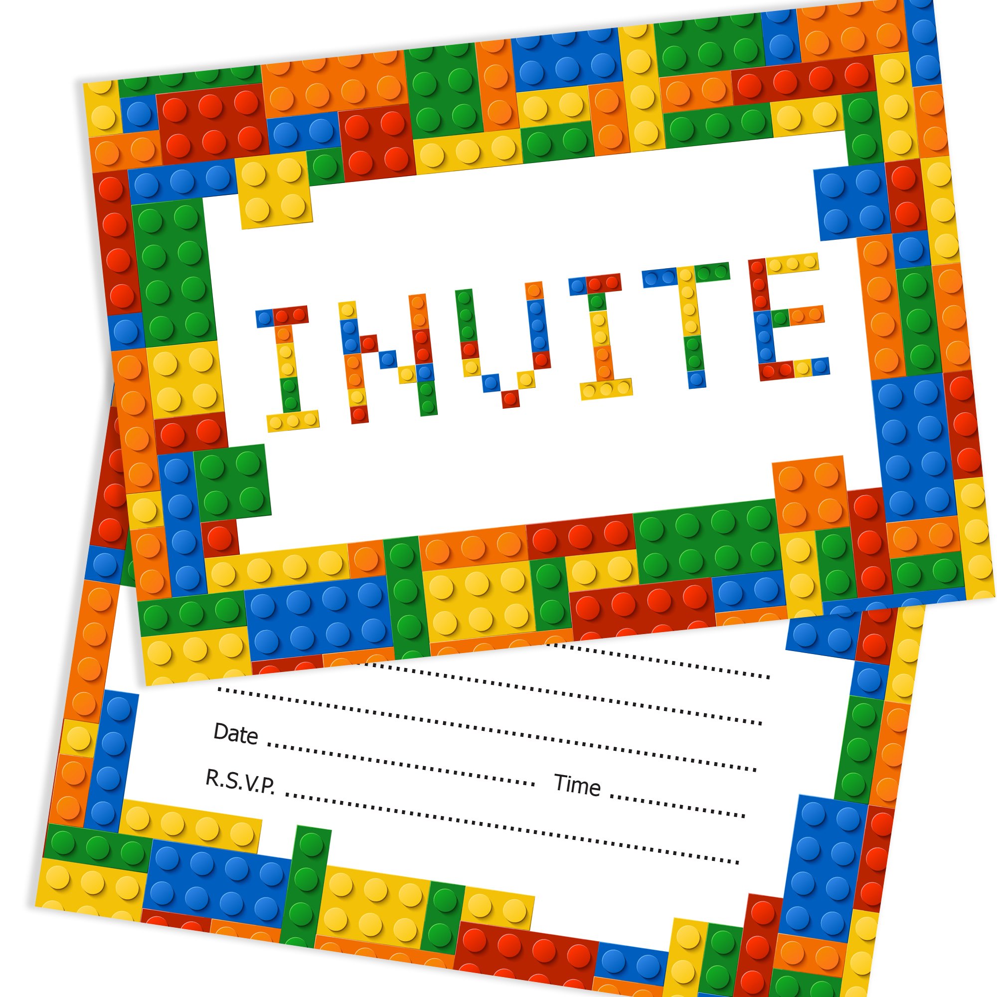 Olivia Samuel 20 x Toy Block Style Party Invitations from Ready to Write with Envelopes
