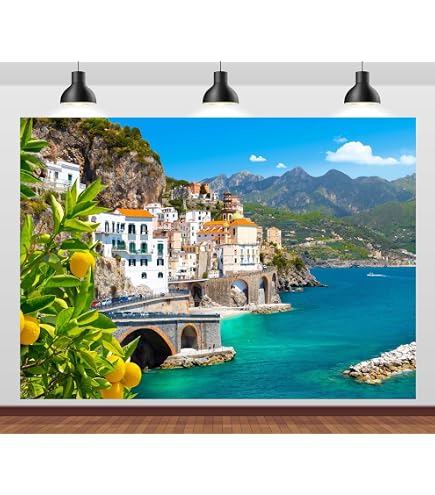 Amazon.com : CORFOTO 7x5ft Italy Amalfi Coast Photo Backdrop Sea