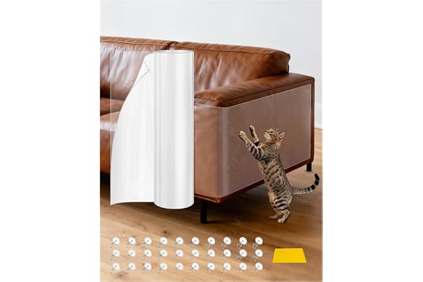 Anti Cat Scratch Furniture Protector - 196.8 x 11.8inch, Strong Adhesion Couch Protectors from Cat Scratching, Transparent, N