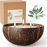 Viyffo Large Non Toxic Soy Candle - Winter Forest & Sage, 12oz 3 Wick Scented Candle for Women & Men, Natural Coconut Shell Jar Perfect for Home Decor & Unique Nature Gift