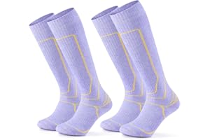 Zicac Merino Wool Ski Socks 2 Pairs for Women, Cold Weather Knee High Thermal Socks for Skiing, Snowboarding, Hiking, Camping