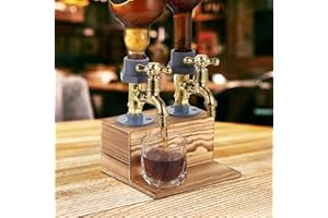 OMISTAR Liquor Dispenser for Home Bar, Wood Whiskey Bottle Faucet Dispenser, Fathers Day Gift for Men & Husband, Rustic Farmhouse Bar Home Decor (2 Faucet)