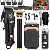 Hair Clippers for Men with LED Display, 4-Piece Cordless Grooming Kit with Hair Clipper, Beard Trimmer, Foil Shaver &amp; Nose Trimmer, Complete Set for Home Barber