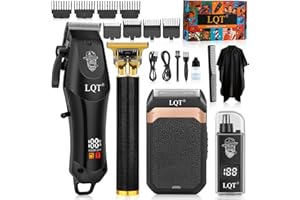Hair Clippers for Men with LED Display, 4-Piece Cordless Grooming Kit with Hair Clipper, Beard Trimmer, Foil Shaver & Nose Tr