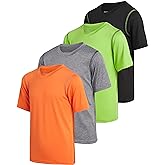 Black Bear Boys Active Shirt - 4 Pack Athletic Performance Dry Fit Youth Shirt for Boys - Short Sleeve Kids Tshirts