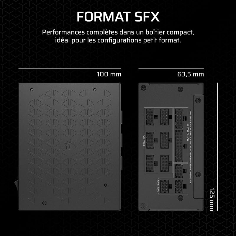 SF1000 (2024) Alimentation ATX Entièrement Modulaire à Faible Bruit 80 Plus Platinum – Compatible ATX 3.1 – Compatible PCIe 5.1 – Support SFX-to-ATX Inclus – Noir