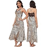 ALCEA ROSEA Women Silk Satin Nightgown Sexy Lace Chemise Lingerie Long Sleepdress for Ladies Sleepwear Slip Negligee