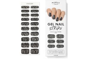 MOYOU LONDON Semi Cured Gel Nail Strips - 20 Pcs. Nail Wraps for Salon-Quality Manicure - Works with Any UV Nail Lamp - Easy to Apply, Trim, & Remove Gel Nail Stickers