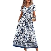 OFEEFAN Summer Dresses for Women Flowy Casual A-Line Midi Dress Beach Vacation Sundresses with Pockets S-2XL
