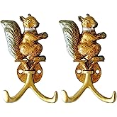Pewery Vintage Squirrel Shaped Decorative Wall Hooks Rack Hangers for Hanging Clothes Coats Towels Keys Hats, 2 Pack Antique Metal Mounted Wall Hook