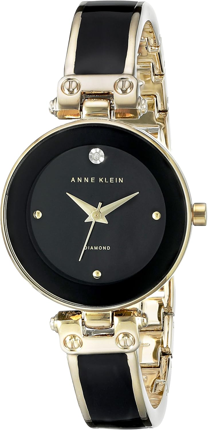 Anne Klein Women's AK/1980BKGB DiamondAccented Dial Black and Gold