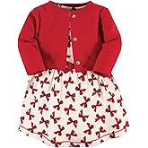 Touched by Nature Infant Toddler Girls Organic Cotton Dress and Cardigan, Rainbows Sunshine