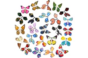 Outee 24 Packs Flying Butterfly Card Surprise Wind Up Butterfly in The Book Rubber Band Powered Fairy Flying Toy Great Xmas Gift Butterfly Teacher Appreciation Gift