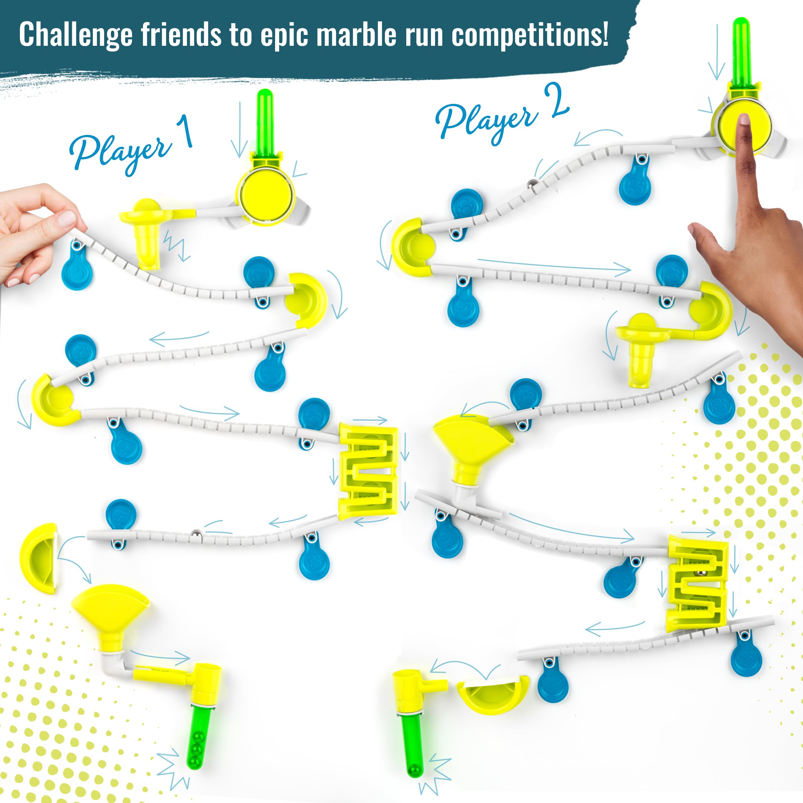 Gecko Run Marble Run Challenge Edition by Thames & Kosmos | Vertical Marble Run w/Flexible Tracks, No-Mess Setup | Challenge Cards for a Head-to-Head Engineering Design Game for Teams or Solo Play