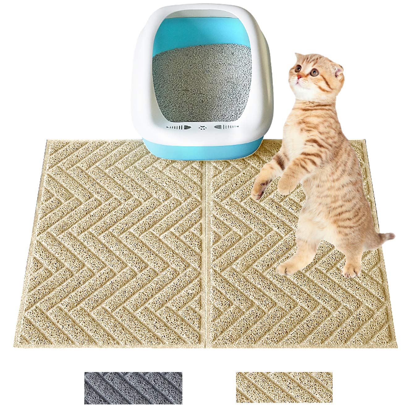 2 pc Cat Litter Trapping Mat Durable Jumbo Kitty Paws Clean for Litter