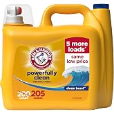 ARM &amp; HAMMER Liquid Laundry Detergent | Concentrated Formula, Powerful Clean, Clean Burst Scent, With 5 More Loads, 205 Fl Oz, 205 Loads