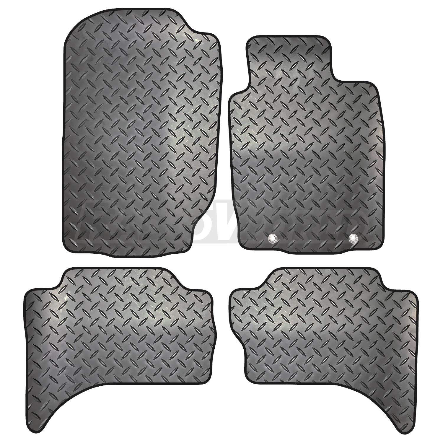 Carsio Rubber 4 Piece Car Mat Set For Mitsubishi L200 2015+ Onwards with [2 Clips] Tailored Fit Floor Mat Complete Accessory Black Custom Fitted - All Weather & Heavy Duty, Anti-Slip Backing