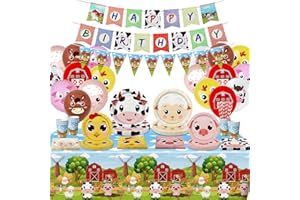 Farm Birthday Decorations -121 Pcs Farm Party Supplies Serves 20 Animal Tableware Set for Boys and Girls Birthday Party