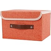 SnYuGr Small Storage Bin with Lid Storage Boxes,Collapsible Linen Storage Basket Container with Lid Storage Cube for Organizi