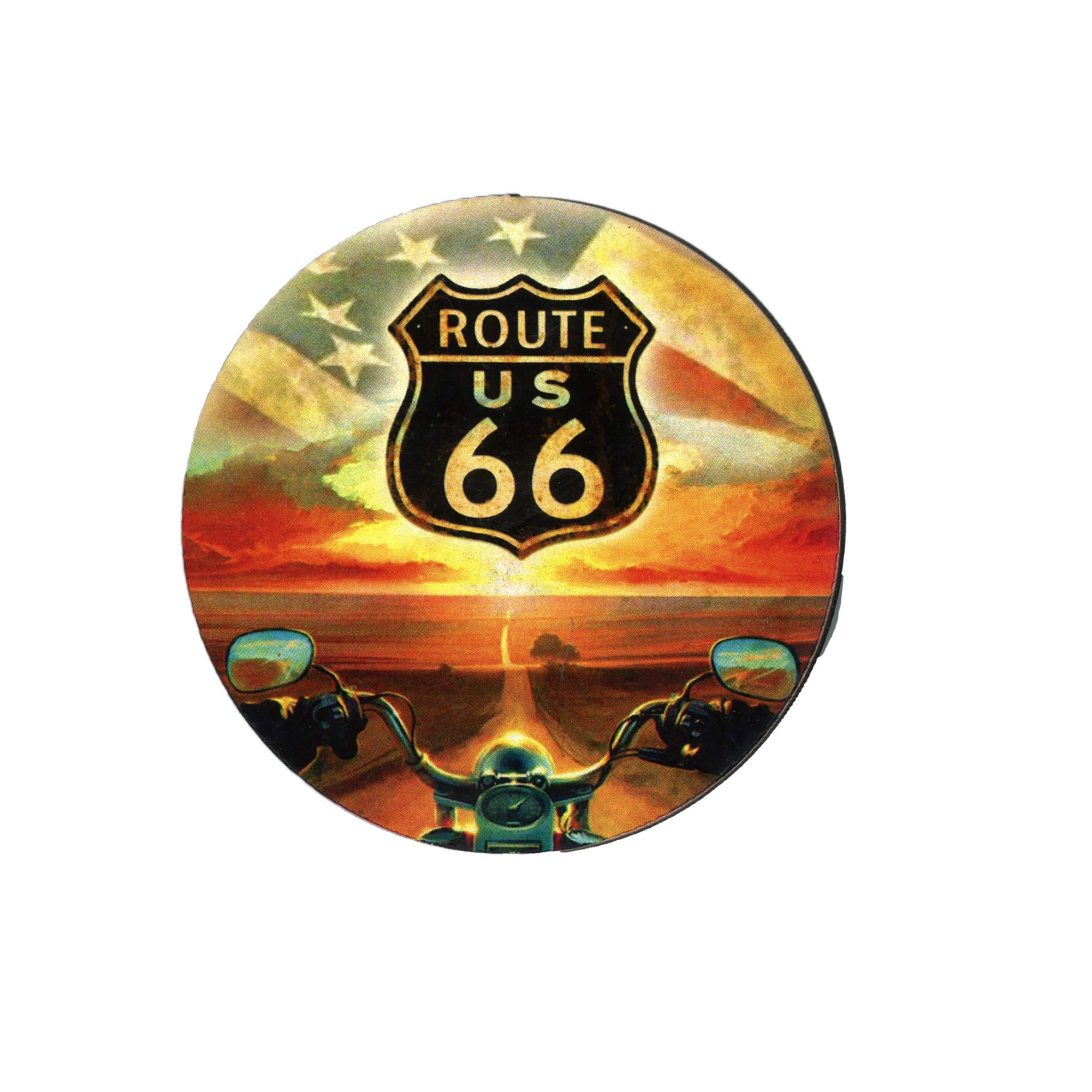 Fridge Magnet Shaped Vintage Style Souvenir Collectible Print On Laser Cut MDF - Gift Idea (Route 66 Circular Shape)