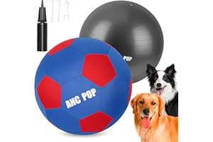 ANC POP Herding Ball for Dogs & Horses - 20" Ball with Hand Pump - Blue & Red